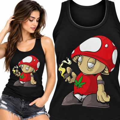 TANK TOP ŚMIESZNY   DAMSKI MUSHROOMS